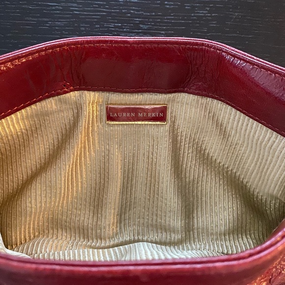 Lauren Merkin Red Leather Pleated Clutch - Picture 2 of 3